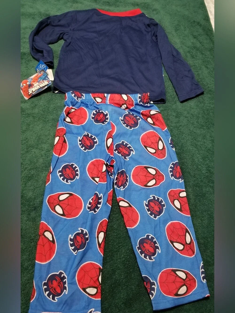 Spiderman Boy's 4T Red and Blue Two-Piece Pajama Set With Spiderman Logo On It